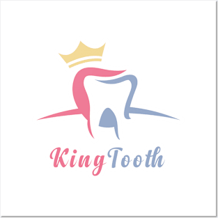 Tooth with crown illustration logo template design for dental or dentist. Posters and Art